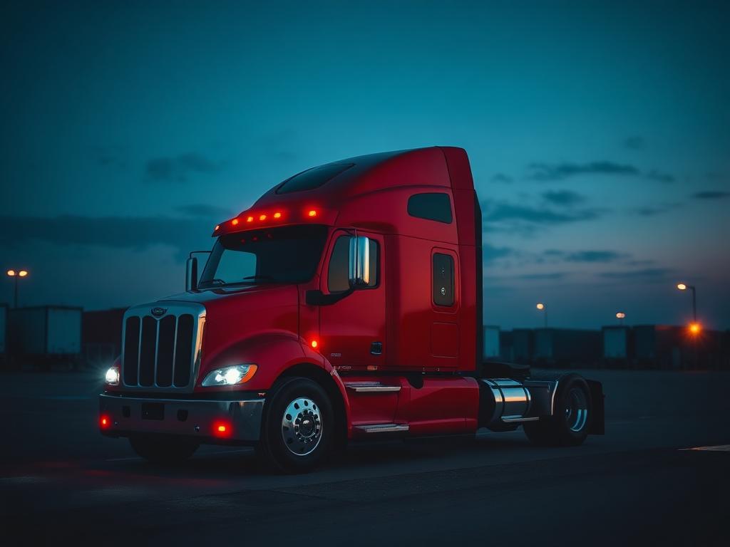 New semi-truck in a lot at first light — HDL dispatch and onboarding support for new MC authorities